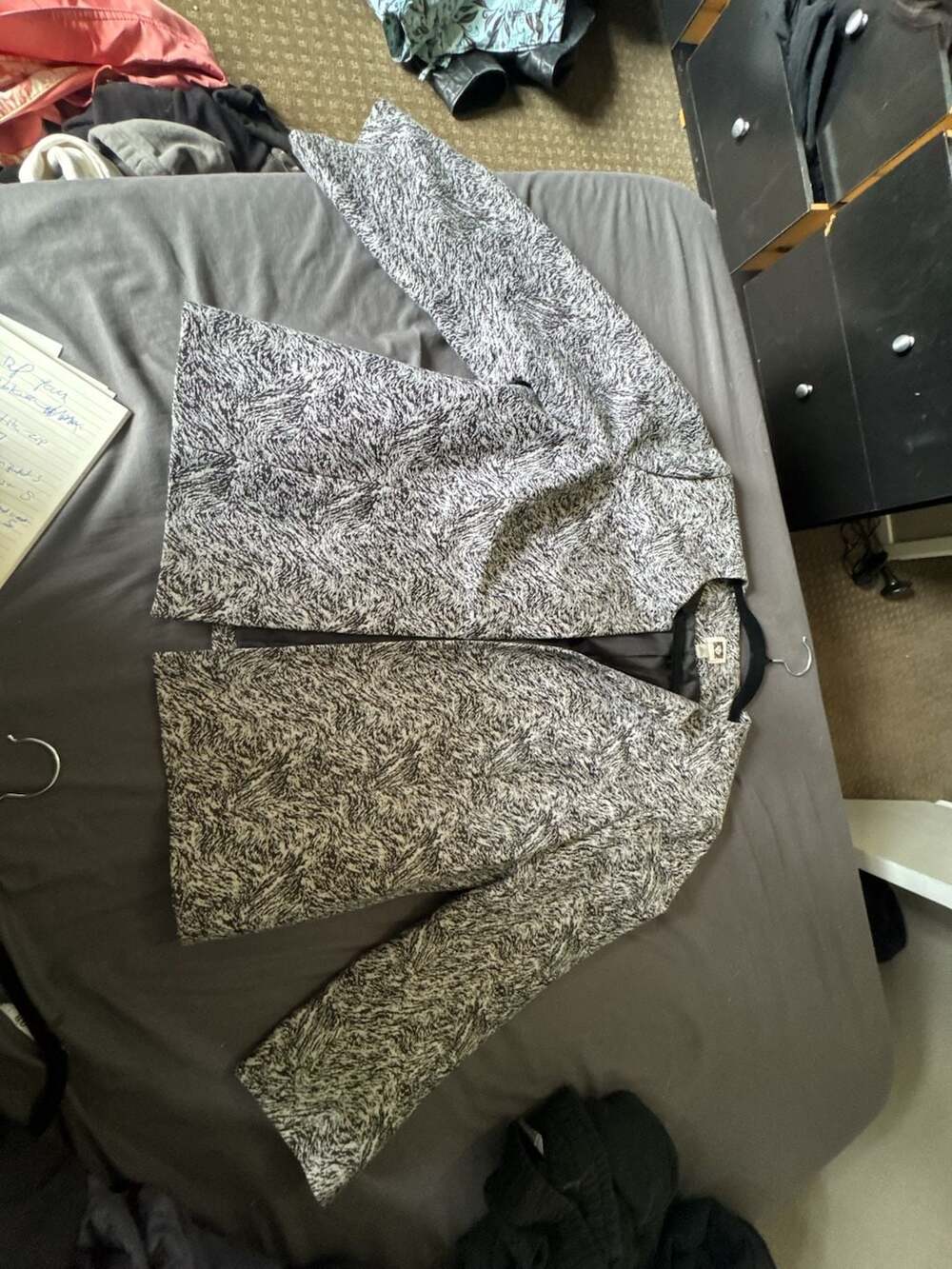 Anne Klein Black and White Patterned Blazer Jacket, Size L